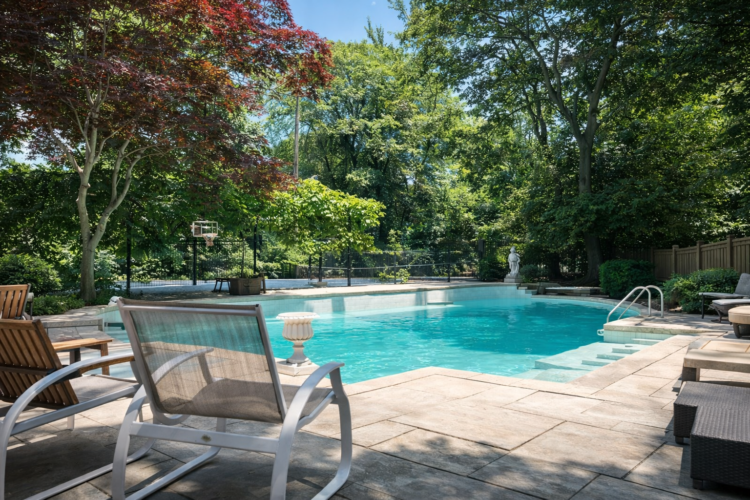 Backyard pool prepared as a premium managed system